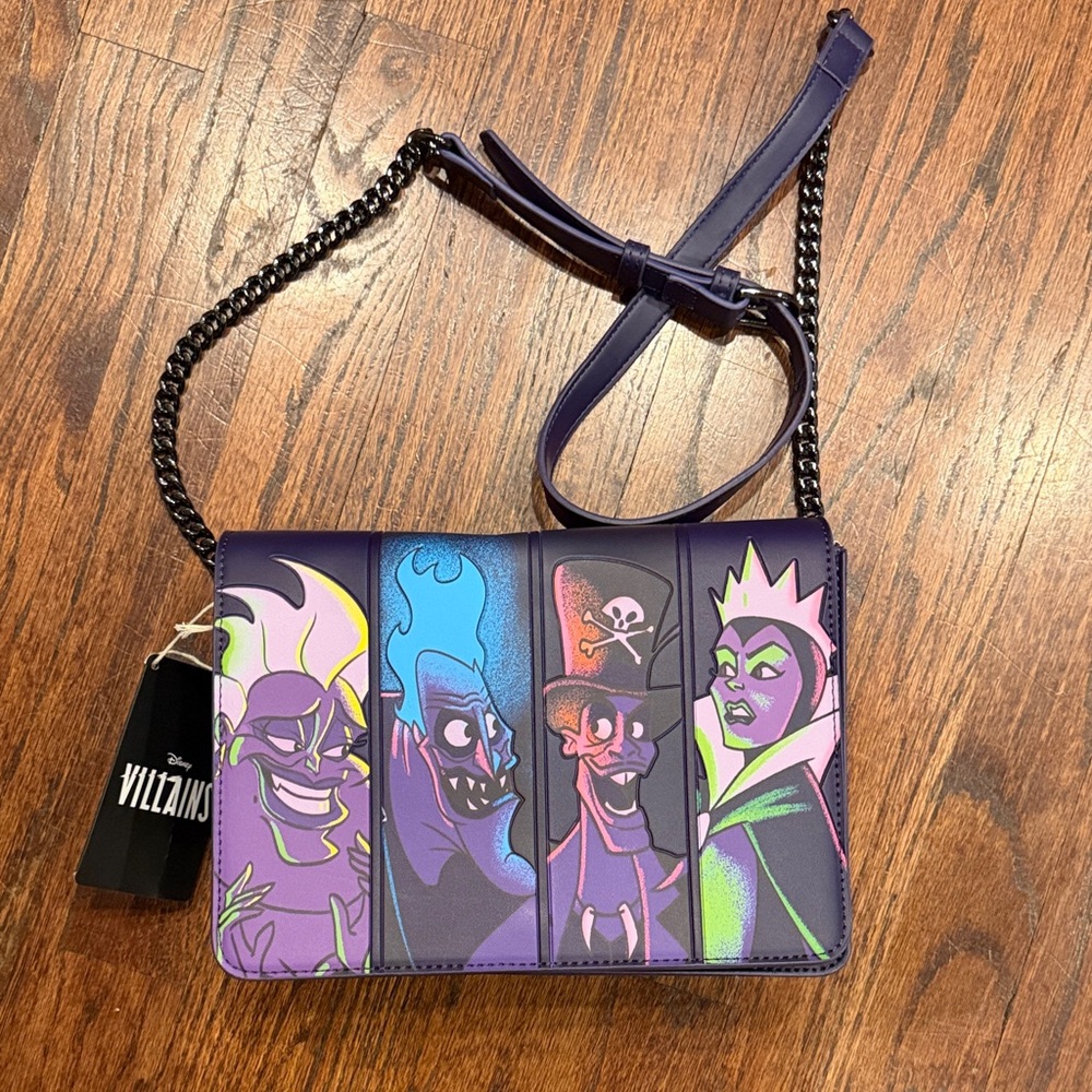 Loungefly Disney Villains Neon Panel Crossbody Bag - Purple